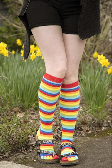 Rainbow Stripe Knee High Toe Socks Sock Dreams