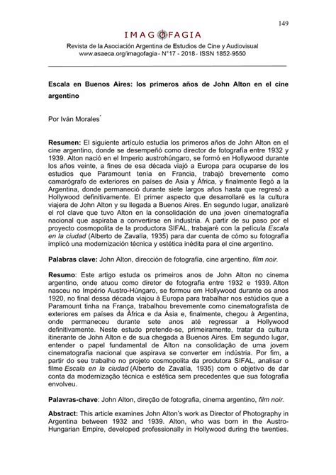 Pdf Escala En Buenos Aires Los Primeros A Os De John Alton En