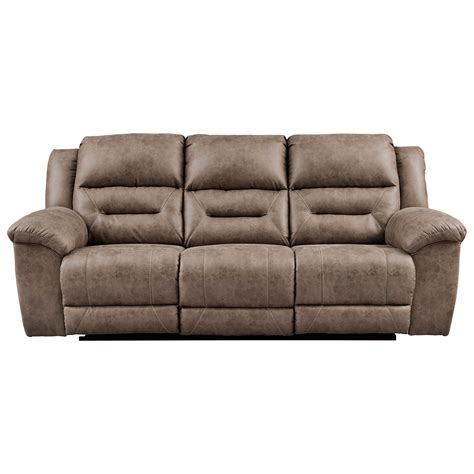 Signature Design By Ashley Stoneland Faux Leather Reclining Power Sofa