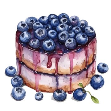 Watercolor Blueberry Cake Cake Dessert Bakery PNG Transparent Image