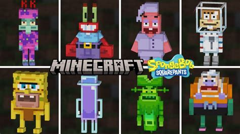 Minecraft Spongebob Squarepants Dlc All Charactersskins Youtube