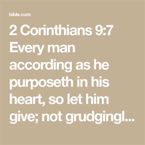 2 Corinthians 9 7 Every Man According As He Purposeth In His Heart So Let Him Give Not