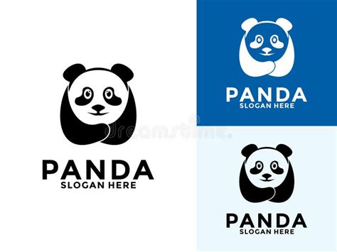 Happy Panda Logo Vector Icon Cute Panda Logo Design Template Stock