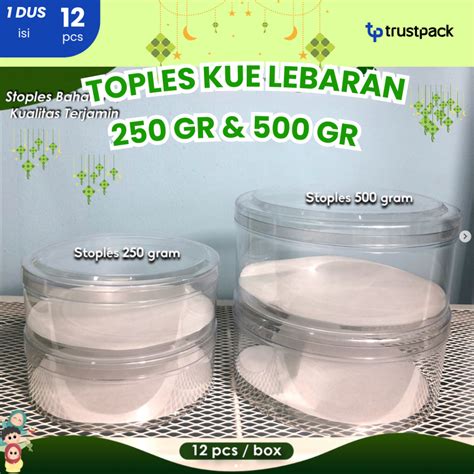 Jual 1 DUS ISI 12 PCS Toples Kue Kering 250gr 500gr Bahan PS Bening