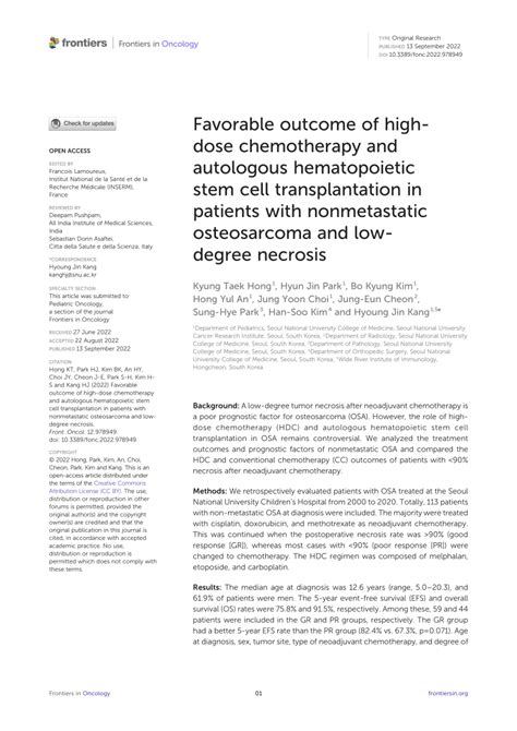 Pdf Favorable Outcome Of High Dose Chemotherapy And Autologous Hematopoietic Stem Cell