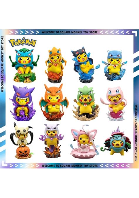 2 Adet hiçbir Kutu 12cm Pokemon Figürü Pikachu Cos Gengar Charizard