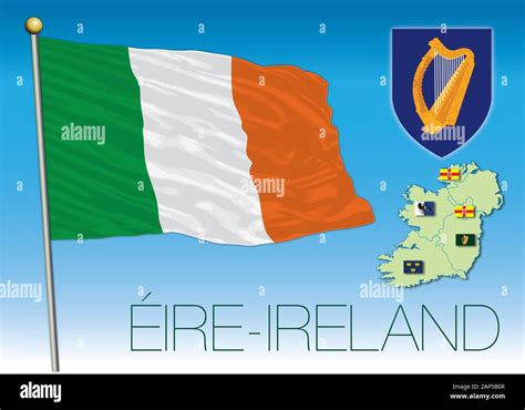 Eire Ireland Official Flag And Coat Of Arms European Union Vector