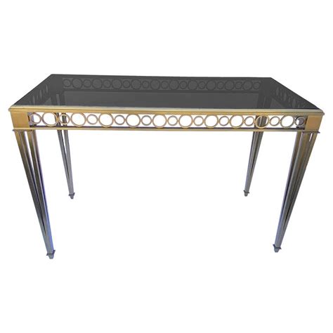 Cast Brass And Smoked Glass Console Table For Sale At 1stdibs