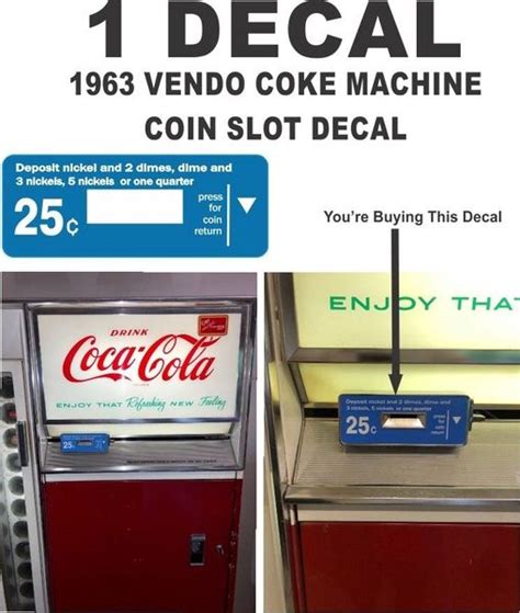 Vintage Coke Soda 1963 Vendo Vending Machine Coin Slot return Decal ...