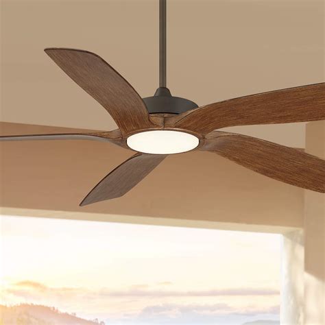 56 Mach 5 Oil Rubbed Bronze And Koa Led Damp Ceiling Fan With Remote