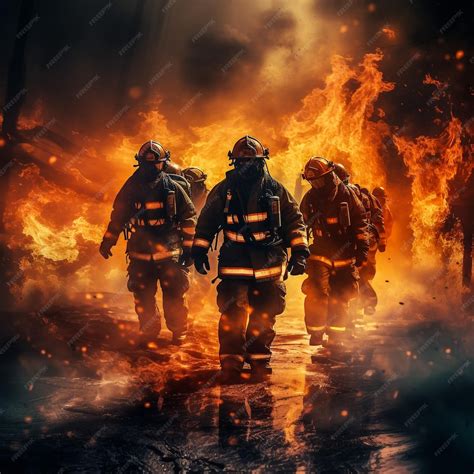 Premium Photo Male Firefighter Portrait Among The Fire