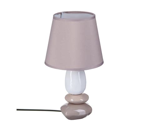 Lampe Poser Pied En C Ramique Abat Jour En Coton H Cm Lampe