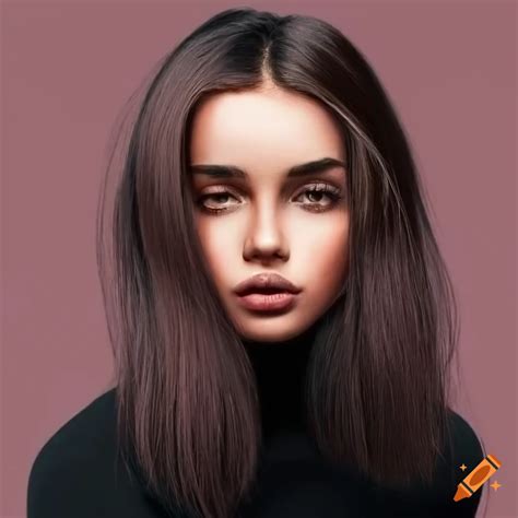 Portrait Of A Beautiful Woman With Dark Brown Hair And Brown Eyes On Craiyon