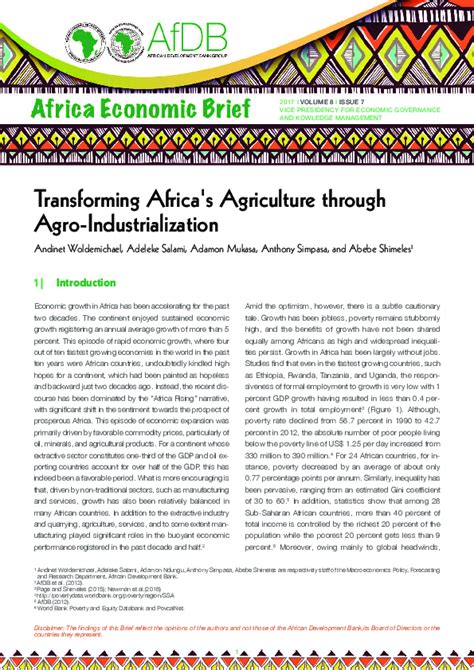 Pdf Transforming Africa S Agriculture Through Agro