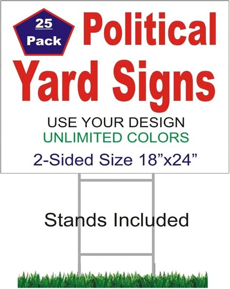 25 Pack Gsp 18x24 Custom Political Yard Signs Lawn Signs