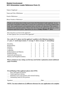 Fillable Online Sjsu 2013 OL Reference Forms Sjsu Fax Email Print