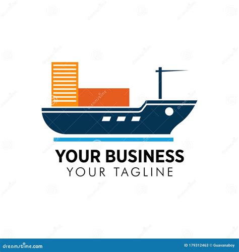 Cargo Ship Vector Logo Template Stock Illustration Illustration Of