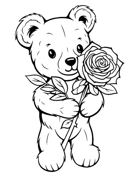 How To Draw A Teddy Bear Holding A Rose