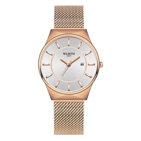 SHARPHY Montre femme quartz afficher la date bracelet en acier étanche