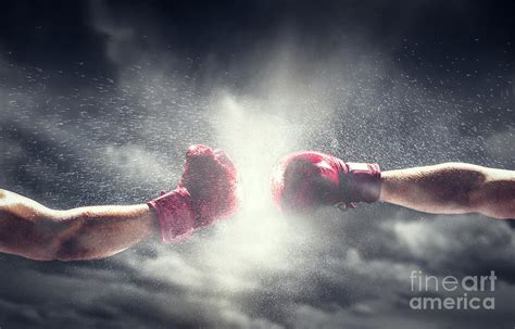 Two Boxing Gloves Punch Box And Fight Photograph By Michal Bednarek