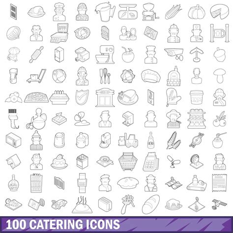 100 catering icons set, outline style 8529370 Vector Art at Vecteezy