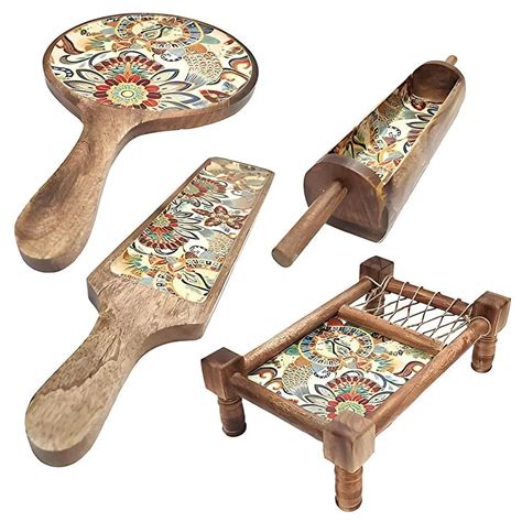 Crafted Designer Wooden Serving Trays Set Of Wallmantra