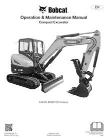 Manual de operación y mantenimiento de la excavadora compacta Bobcat