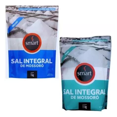 Kit 1 Sal Integral De Mossoró Grosso E 1 Fino 1kg Cada Smart