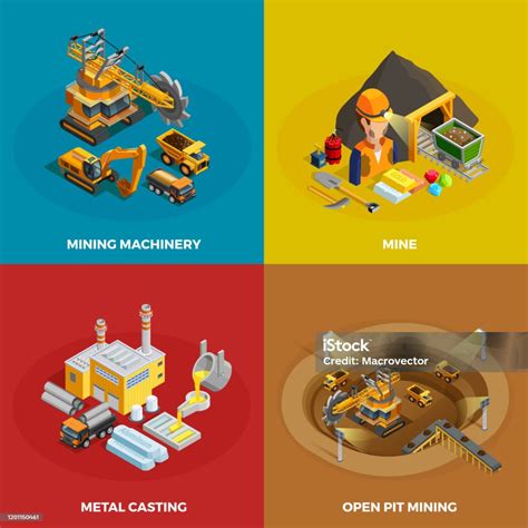 Set Mining Stock Illustration Download Image Now Mining Natural