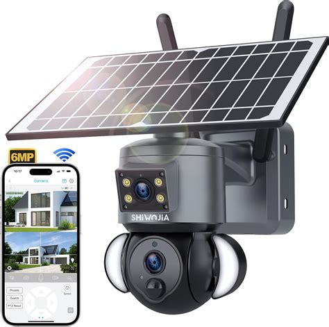 Shiwojia Camera Solaire Exterieur Wifi Sans Fil Mp Double Objectif