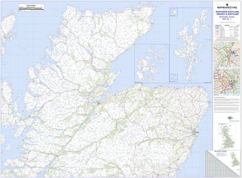 Wall Maps - Northern Scotland, Orkney And Shetland Regional Road Map ...