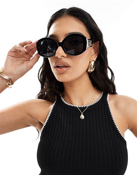 River Island Round Sunglasses In Black Asos