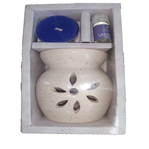 HVJ Pure Source India Ceramic Clay Candle Operated Aroma Burner White