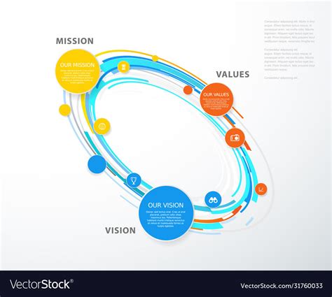 Template With Colorful Circles And Mission Vision Vector Image