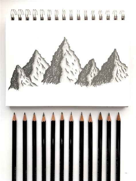 Mountain Tutorial Using the MONO Drawing Pencil Set - The Art Dog Blog