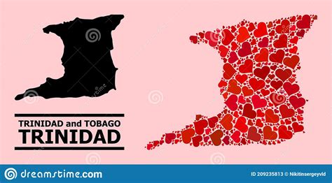 Mappa Mosaica Del Cuore Rosso Dell Isola Di Trinidad Illustrazione