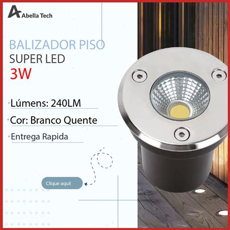 Balizador Spot LED Embutir Chão Piso Jardim 3W Branco Quente 3000K IP65