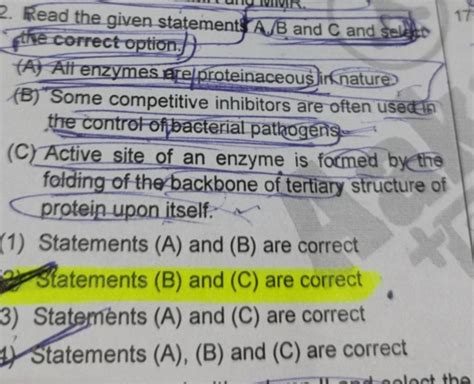 Read The Given Statements A B And C And Sele T Fle Correct Option A