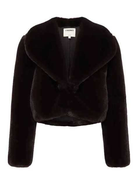 Buy L Agence Davy Crop Faux Fur Jacket In Ganache Multi At 36 Off Editorialist