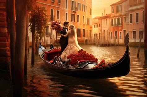 Premium Photo A Man And A Woman Enjoy A Romantic Gondola Ride Through