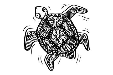 Hand Drawn Turtle Zentangle Art Graphic By Han Dhini Creative Fabrica