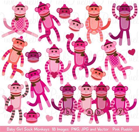 Baby Girl Sock Monkeys Clipart And Png Dxf Files For Cricture