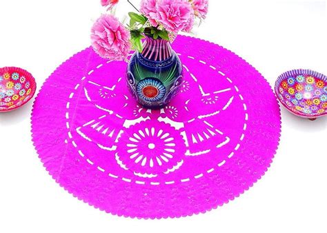 Mexican Papel Picado Round Paper Placemat 23 Inches Fiesta