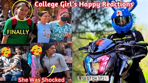 Shocking Reactions Of Cute College Girls On My Bunny Helmet Youtube