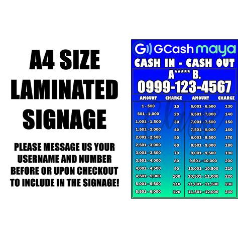 Gcashmaya Rates Laminated Load Signages A4 Size 180gsm Paper High