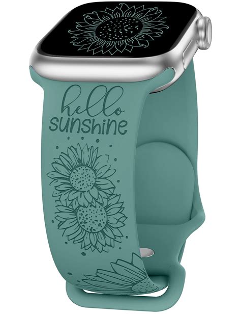 Toyouths Sunflower Engraved Band Compatible With Apple Watch Bands Mm