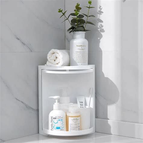 Bathroom Corner Shelf 360 Degree Rotating Triangle Shelf