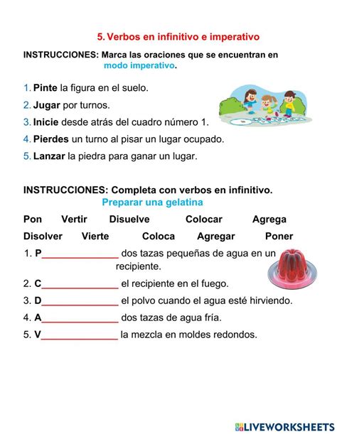 Verbos En Imperativo E Infinitivo Worksheet Verbos En Modo Imperativo