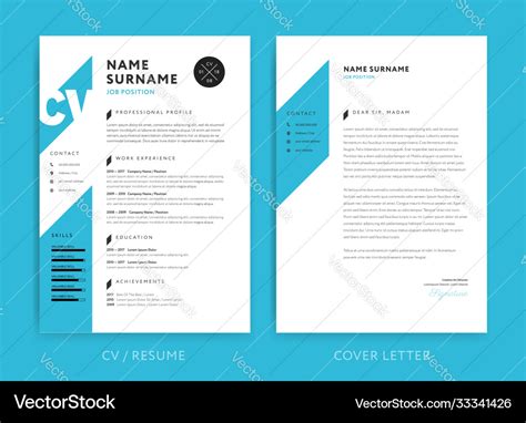 Creative Cv Resume Template Blue Background Vector Image