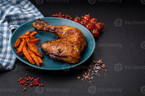 Delicious Grilled Chicken Leg Or Quarter With Salt And Spices 34728096